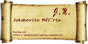 Jakabovits Márta névjegykártya