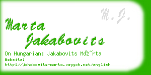 marta jakabovits business card